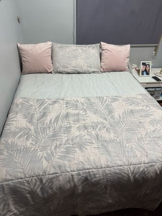 Edredón Cama 135cm Gris y Rosa