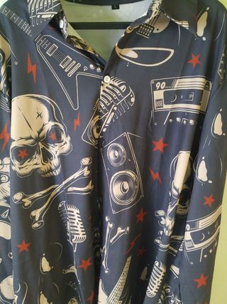 Camisa Rockera Estampada Manga Larga Talla X