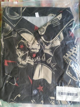 Camisa Rockera Estampada Manga Larga Talla X