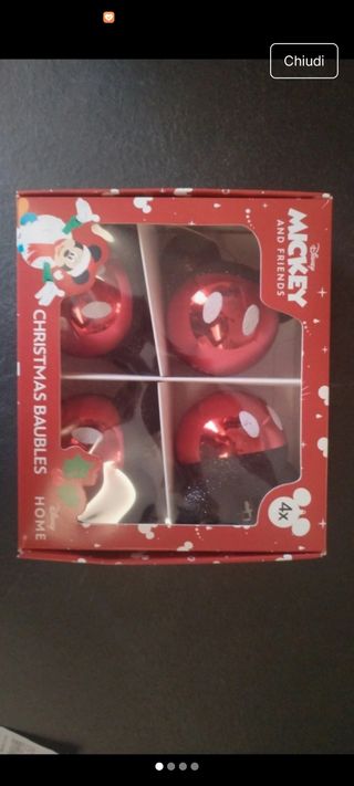 Set 4 palline natalizie Disney Mickey