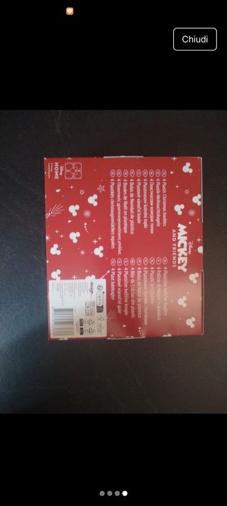 Set 4 palline natalizie Disney Mickey