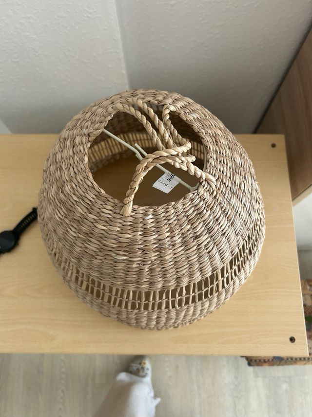 Pantalla lámpara mimbre y yute