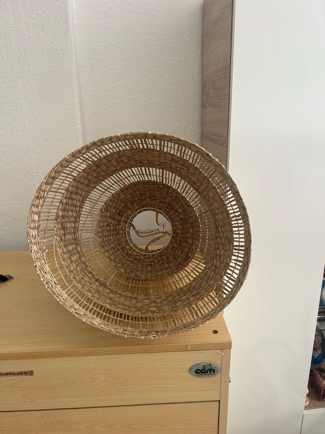 Pantalla lámpara mimbre y yute