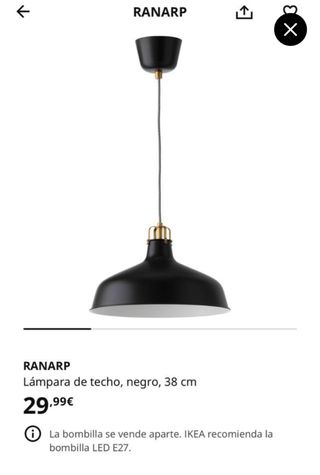 Lámpara colgante RANARP Ikea negra