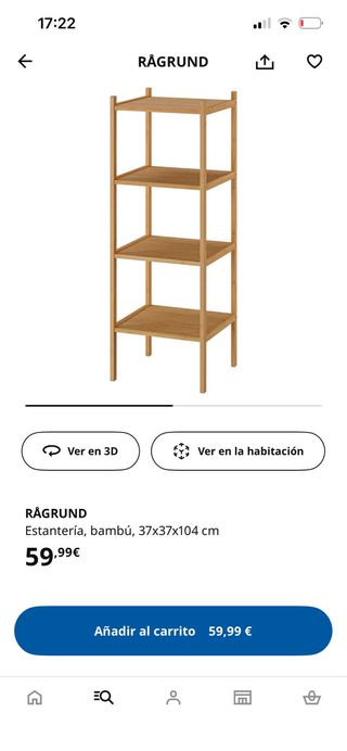 Estantería RÅGRUND Bambú Ikea 37x37x104cm