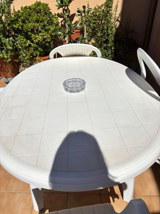 Mesa y 4 Sillas Terraza Plástico Blanco