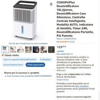 Deumidificatore 16L