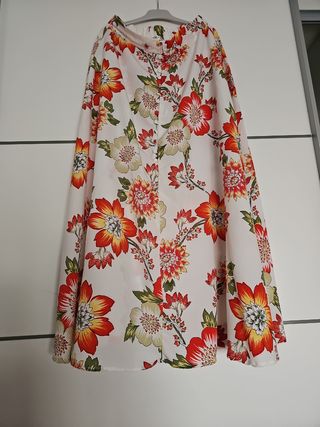 Falda larga estampada flores