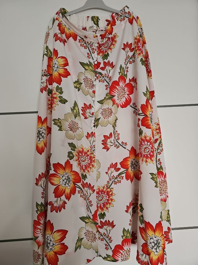 Falda larga estampada flores