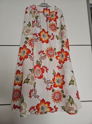 Falda larga estampada flores