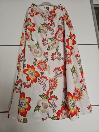 Falda larga estampada flores