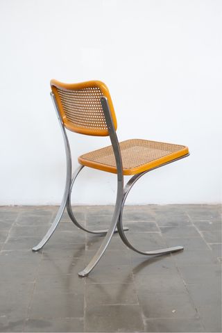 Silla Vintage Italiana 1970 Ratán y Metal
