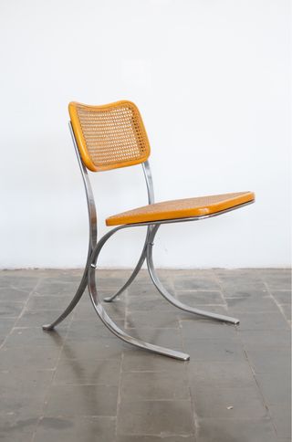 Silla Vintage Italiana 1970 Ratán y Metal