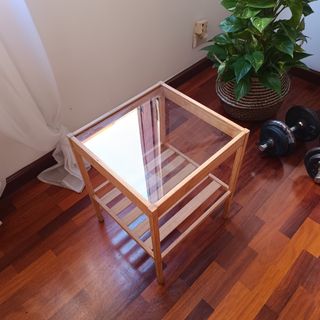 Mesa Auxiliar IKEA Nesna Bambú y Cristal