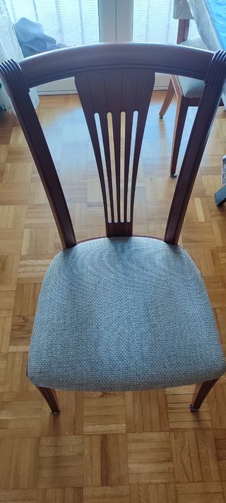 5 Sillas de Comedor Madera y Tela