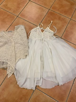 Vestido corto beige/blanco tirantes talla M