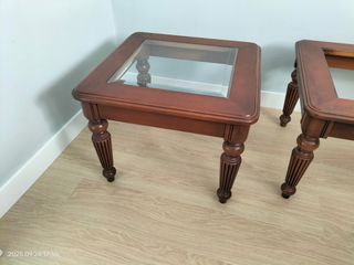 Conjunto mesas centro madera y cristal