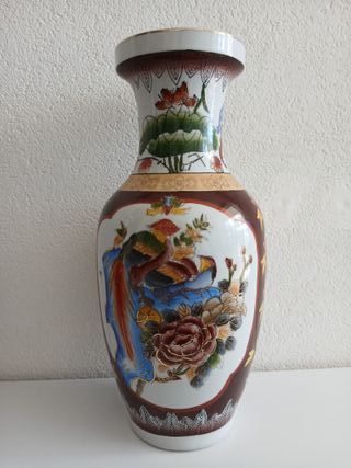 Antico Vaso Cinese in Ceramica Vintage Motivo Flor