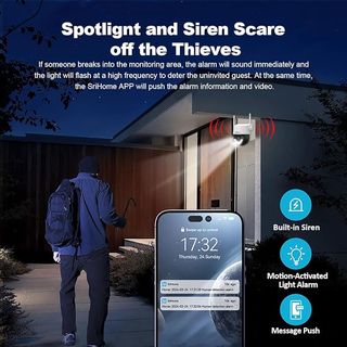 SRIHOME 8MP cámara WiFi 2.4 5GHz exterior PTZ 3X