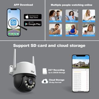 SRIHOME 8MP cámara WiFi 2.4 5GHz exterior PTZ 3X
