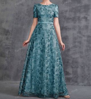 Vestido largo encaje y lentejuela talla 40/42