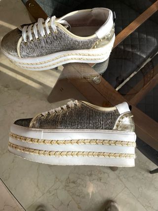 Zapatos dorados y plateados
