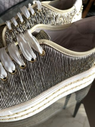 Zapatos dorados y plateados
