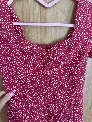 Vestido Milkmaid Rojo Estampado