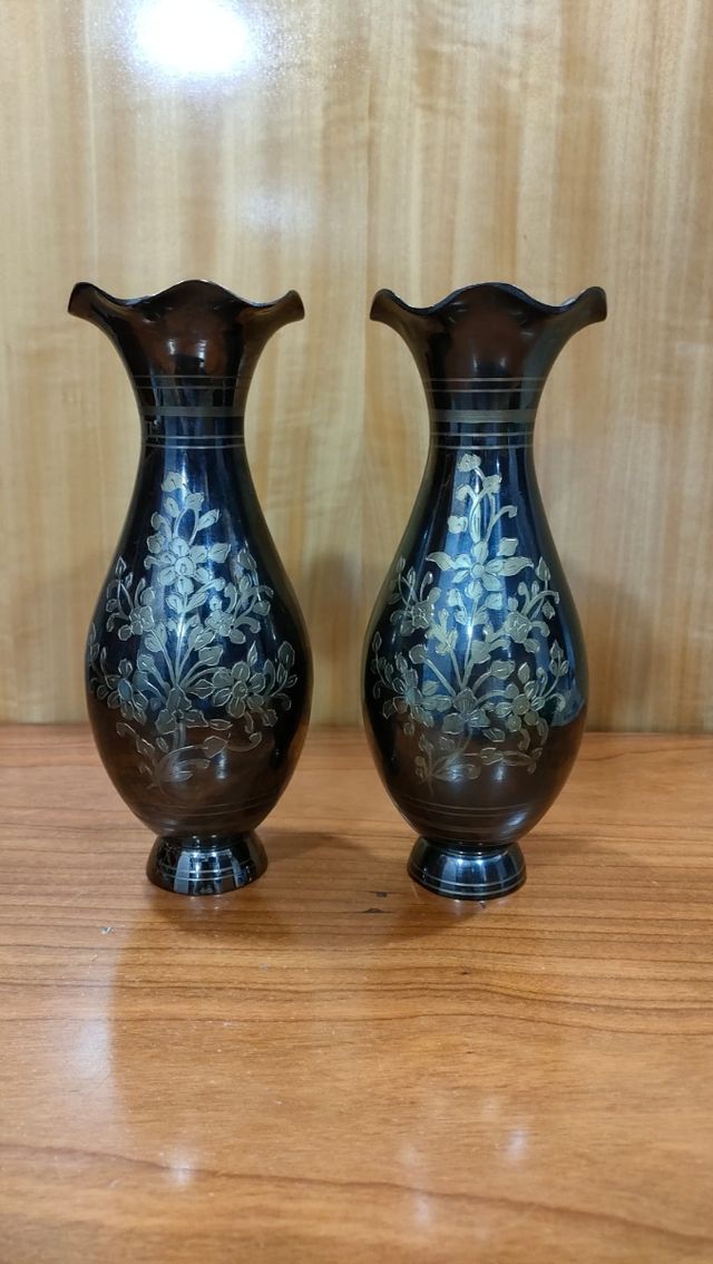 Pareja Jarrones Florero Decorativo Metal 640513926