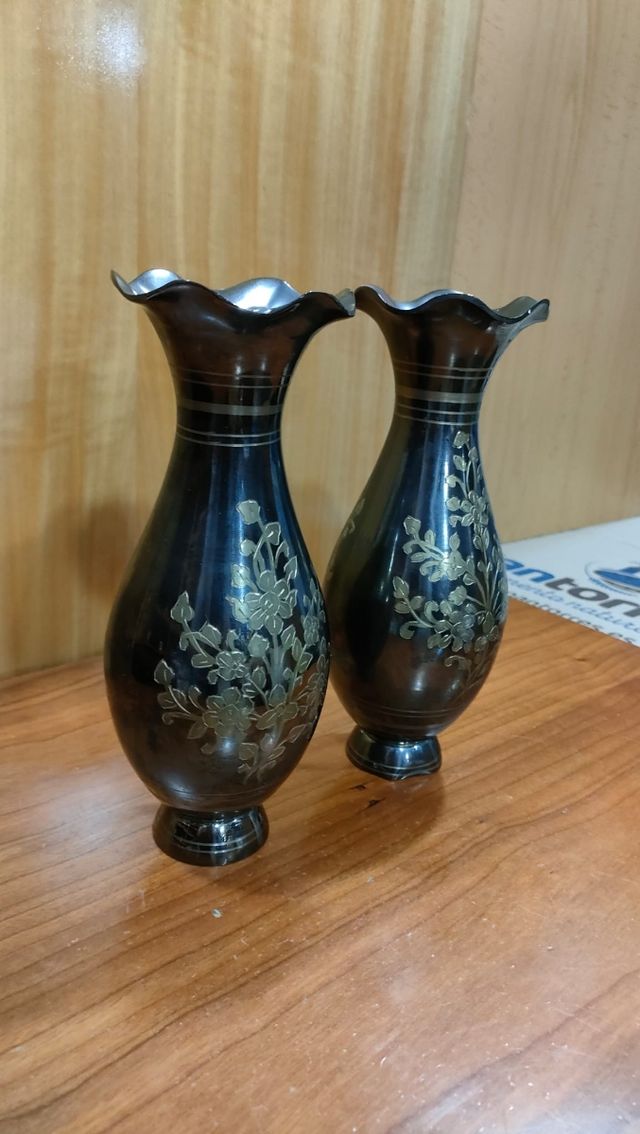 Pareja Jarrones Florero Decorativo Metal 640513926