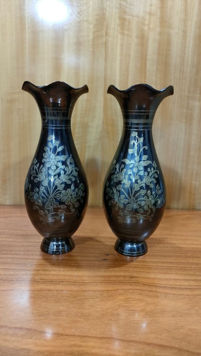 Pareja Jarrones Florero Decorativo Metal 640513926