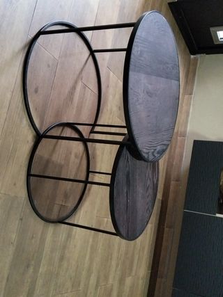 Mesas de salón de metal y madera