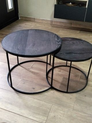 Mesas de salón de metal y madera