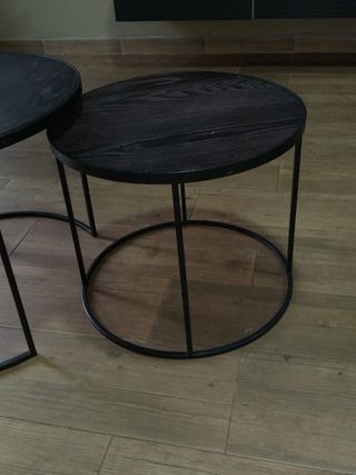 Mesas de salón de metal y madera
