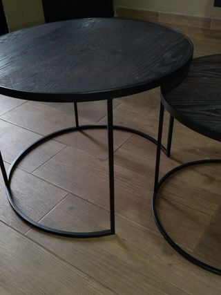 Mesas de salón de metal y madera