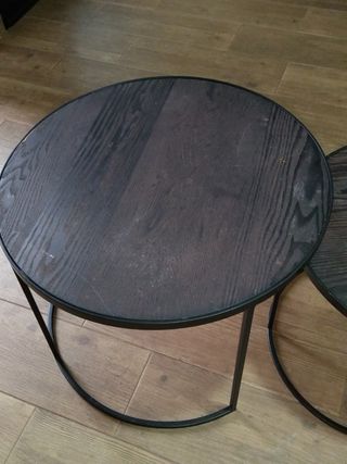 Mesas de salón de metal y madera