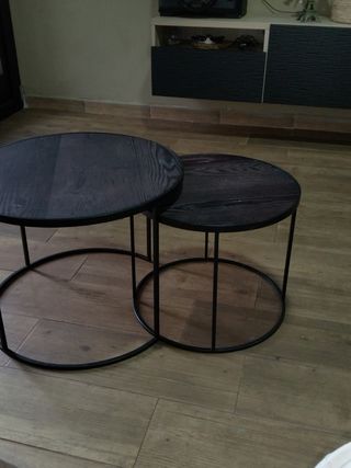 Mesas de salón de metal y madera