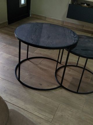 Mesas de salón de metal y madera