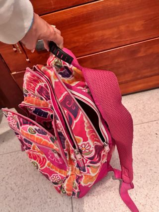Mochila escolar rosa con estampado Peace