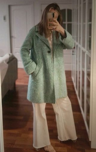 Abrigo Zara verde lana