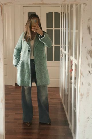 Abrigo Zara verde lana