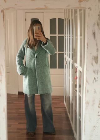 Abrigo Zara verde lana