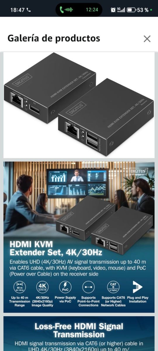 DIGITUS Extensor HDMI KVM 4K/30Hz