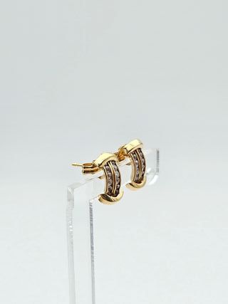 Pendientes de Oro 18K Piedras blancas, 0,89gr, 1cm