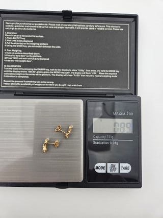 Pendientes de Oro 18K Piedras blancas, 0,89gr, 1cm