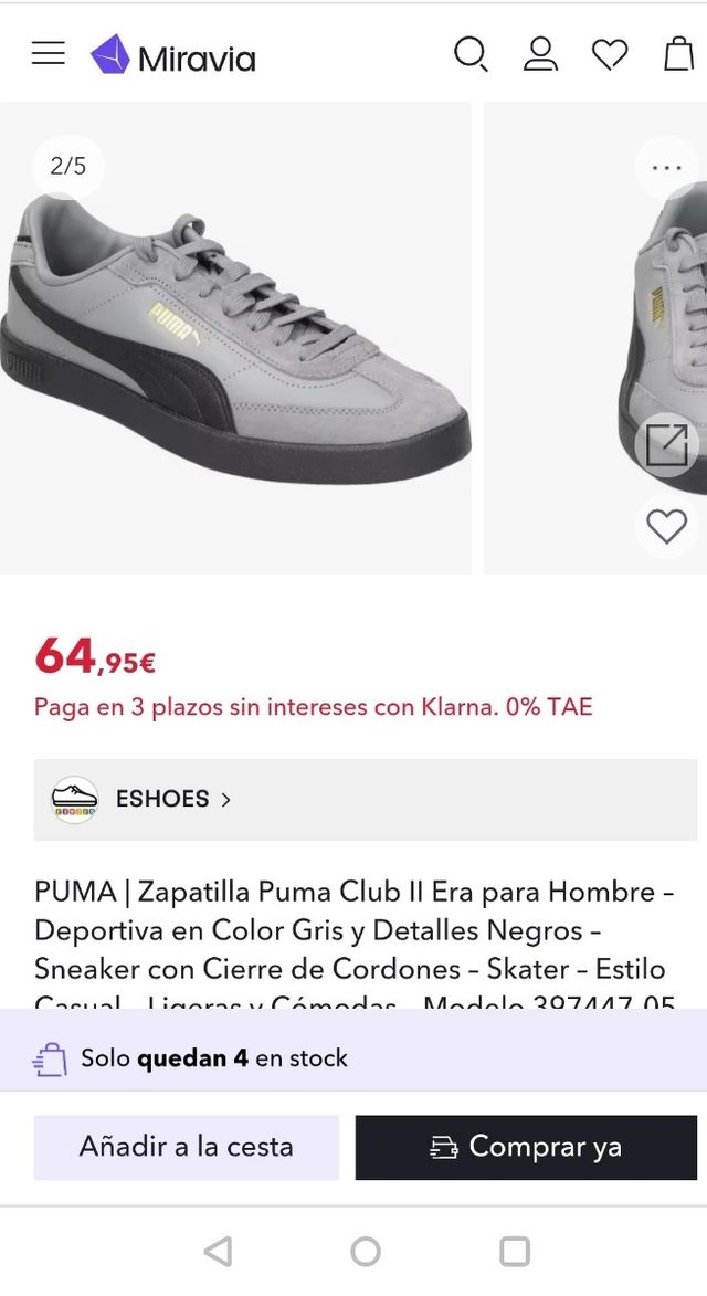 Zapatillas Puma Hombre Grises y negras.