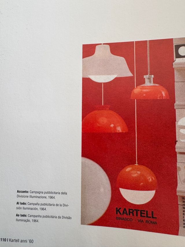 Lampara KD6 de Castiglioni, Kartell 60's Italia