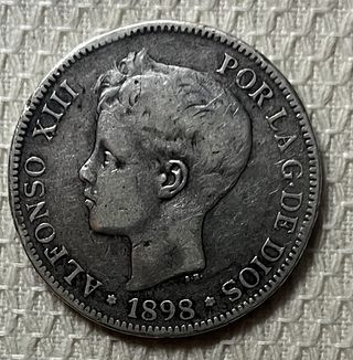 Moneda 5 Pesetas Plata Alfonso XIII 1898