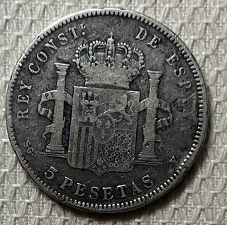 Moneda 5 Pesetas Plata Alfonso XIII 1898