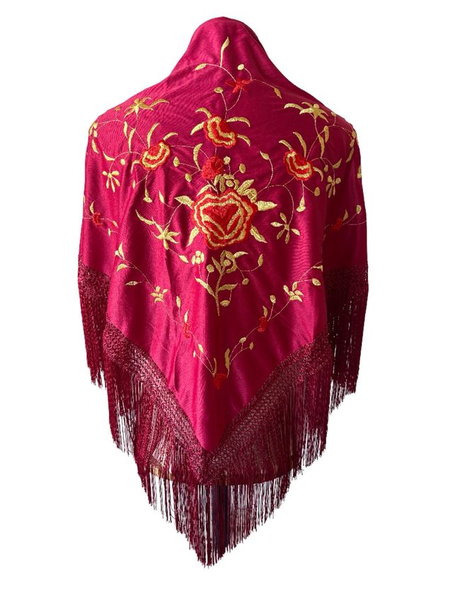 Mantoncillo Flamenco Burdeos Bordado Dorado